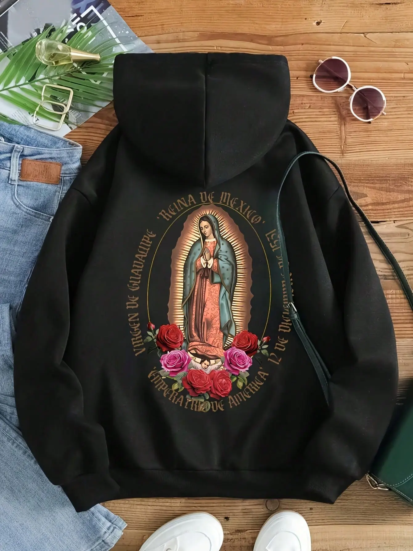 Women's Pullover Hoodie, Graphic Printed Christian Streetwear Top, Soft Long Sleeve Piece for Layering Outfits and All Day Wear, S-5XL, Tops, Fashion Apparel, Joggers, Everyday