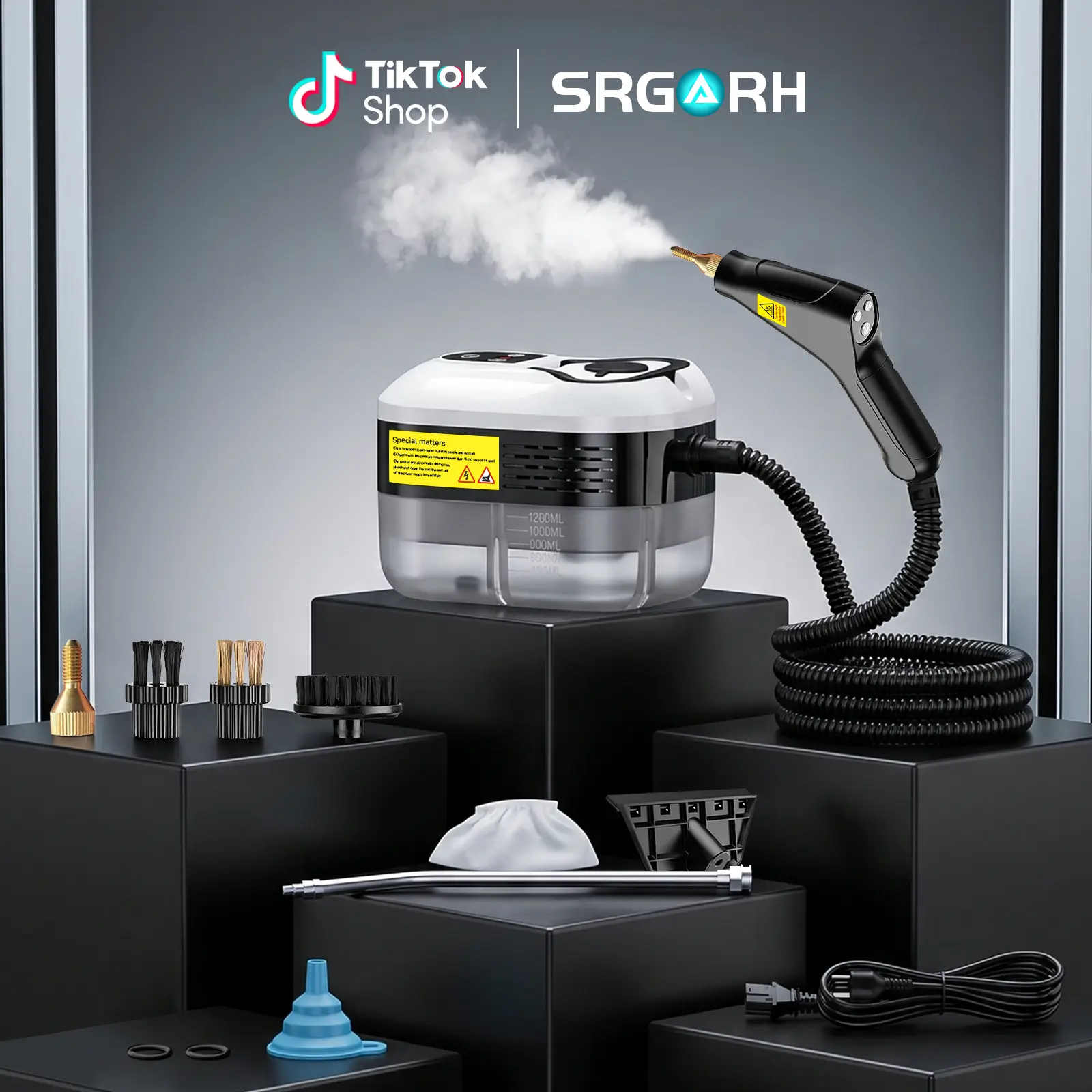 SRGARH Corded Handheld Specialty Power Tool - 10 Accessories, Adjustable Steam, Fast Heat-Up, Power Cord Supports Movement, Practical Cleaning Floor Steamer Steam Mop Kit for Home Detailing