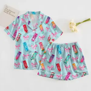 Alani Pajamas Set, Alani Energy Drink Sleepwear,Women & Kids Satin Pajama Set, Soft Summer PJs, Cute Matching Sleepwear, TikTok Trending Pajamas, Ideal Gift Set