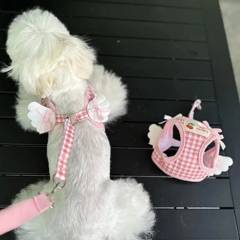 New Small-Size Pet Chest Back Traction Rope Set - Comfortable Lightweight Strap, Small Wings, Chest Swing, Traction Aid for Dogs Cats (Pet Supplies), Small Sizes