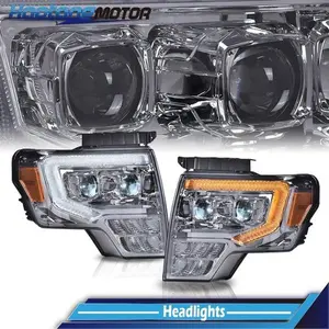 CROSSDESIGN Smoke Low Beam Led Projector Headlight Lamp DRL Tube Fit For 2009-2014 Ford F150