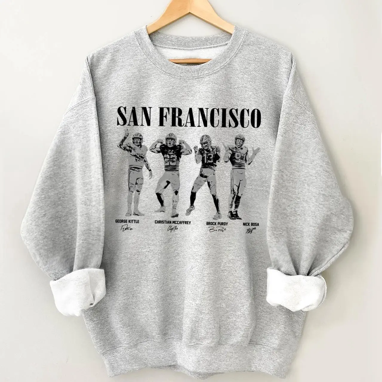 Vintage Brock Purdy & George Kittle San Francisco Football Sweatshirt, Bay Area Game Day Apparel Sweatshirt, Unisex Gifts For Football Fan