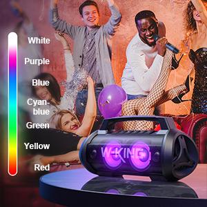 W-KING  120W Peak 70W RMS  table Bluetooth Speaker with Wireless Microphone, Waterproof Speakers with Subwoofer Outdoor Speakers Bluetooth Boombox/42H/Bass Up/DSP/AUX/Stereo Pairing Waterspeaker Karaoke Set speaker subwoofer bluetooth speakers