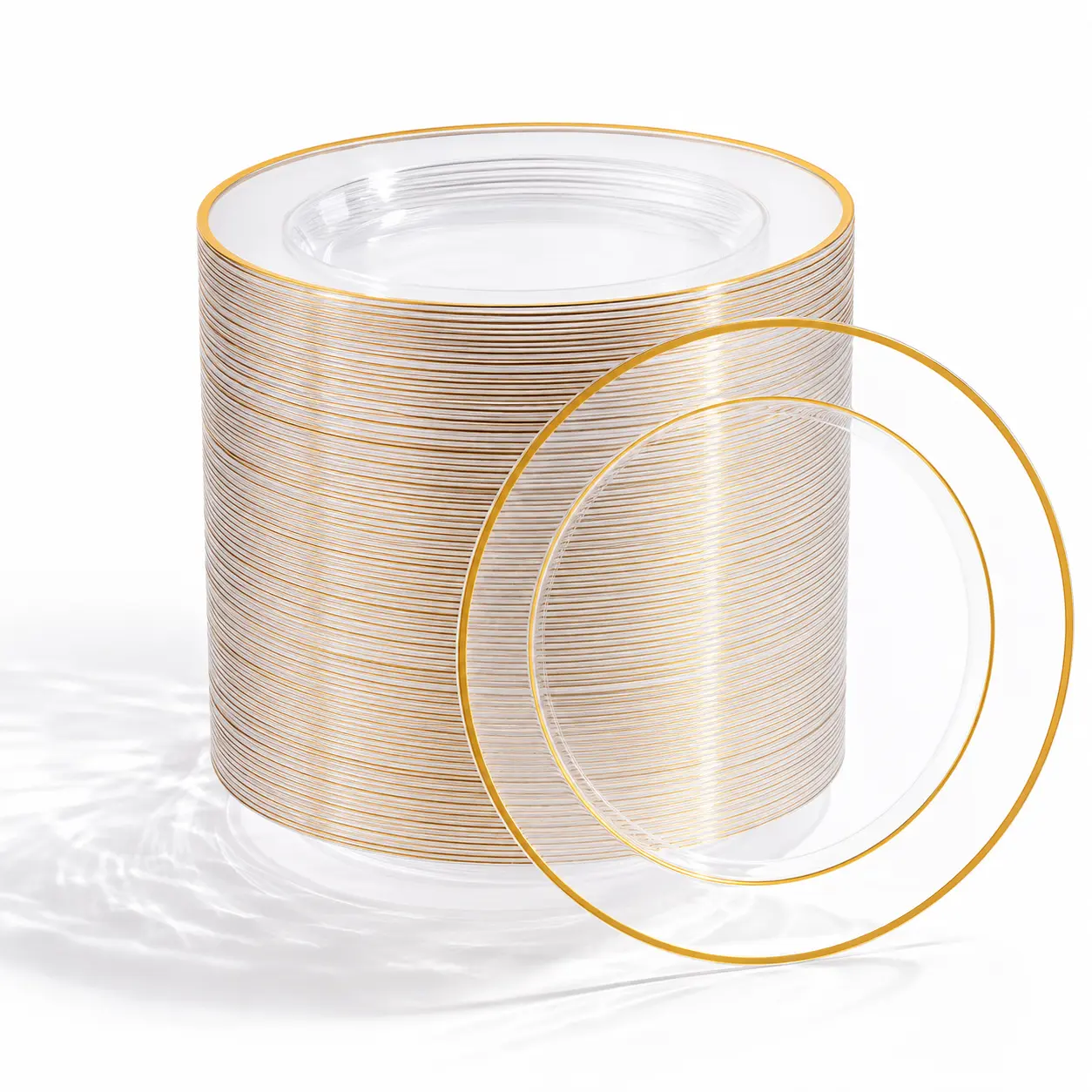 50pc Clear Gold/Silver 7in/10in Bulk Clear Plastic Plates Disposable Plates Set: Dinner Plates,Dessert Plates-Perfect for Party Weddings Celebrations Reusable |BPA Free Mother's Day Gifts