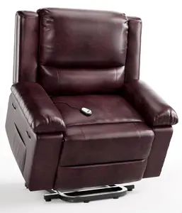 Red Electric Lift Recliner Chair with Heat and Massage, PU Leather Power Lift Recliner for Elderly & Mobility Impaired, Adjustable Back & Legs, Heavy Duty 400lbs Capacity Lift Chair for Seniors