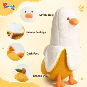[B] PEACHCAT Cute Banana Duck Plush Stuffed Animal Toy for HomeDecoration Squishy Plushie Toy Comfort Plush for Gifts Soft Huggable for Parent-Child Interaction Couples & Friends Prank Toy Party Fun Gift for Kids & Adults Stuffed Animals #summervibes