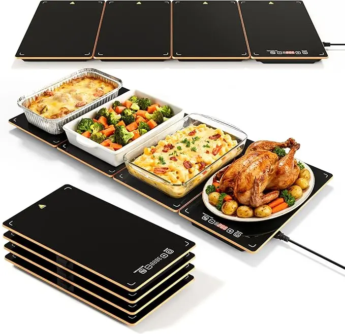 Electric Warming Tray for Parties Buffet, 4-in-1 Food Warmer with Precise Temp Control & Timer, 35"x15" Modular Buffet Warming Plate for Catering & Family Gatherings homeessentials