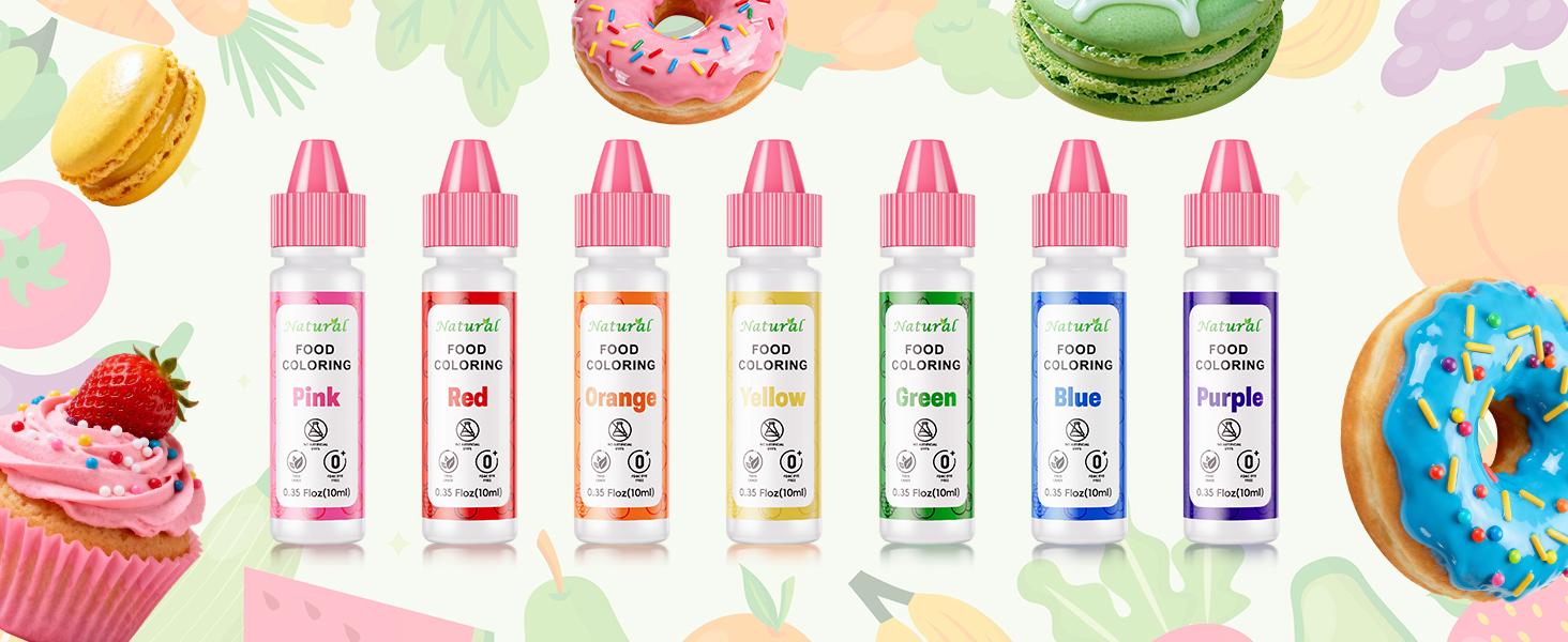7 Natural Plant-Based Liquid 0.35 Fl oz 10ml per Bottle Food Coloring Kit Vibrant Colors for Cake Easter Egg Frosting Slime Cookies Baking 7 Natural Plant-Based Liquid 0.35 Fl oz 10ml per Bottle Food Coloring Kit Vibrant Colors for Cake Easter Egg Frosting Slime Cookies Baking