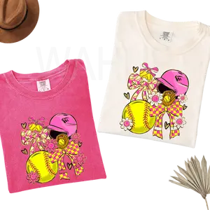 Comfort Colors T-Shirt 1717 Softball Coquette, Game Day Softball, Floral Softball Bow, Softball Mama, Softball Mom, Checkered Softball Sublimation S1 Tee
