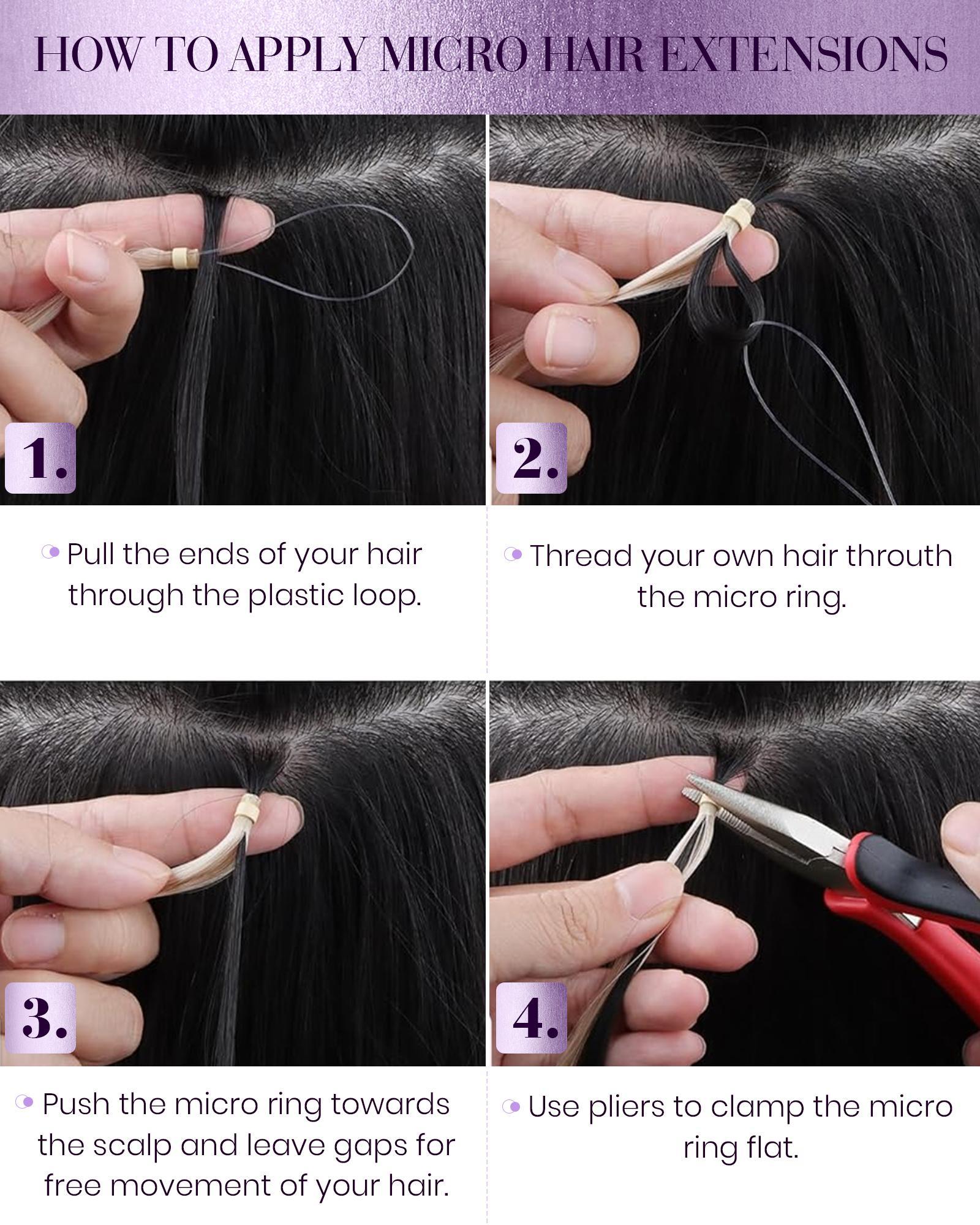 LaaVoo Micro Hair Extensions Real Human Hair Micro Ring Extensions Glueless Pre Style Human hair MIcro Bead Hair Extensions  Micro Loop Hair Extensions 57 Grams TikTokShopHolidayHaul  Christmas Gift for Her SpringStatements