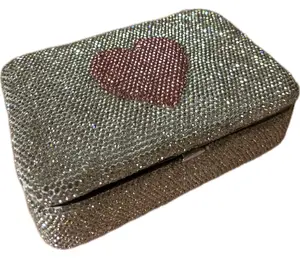 Bling Bling!! Crystal Rectangular Jewelry Case in three styles/ colors, Pink Heart, Silver & pink