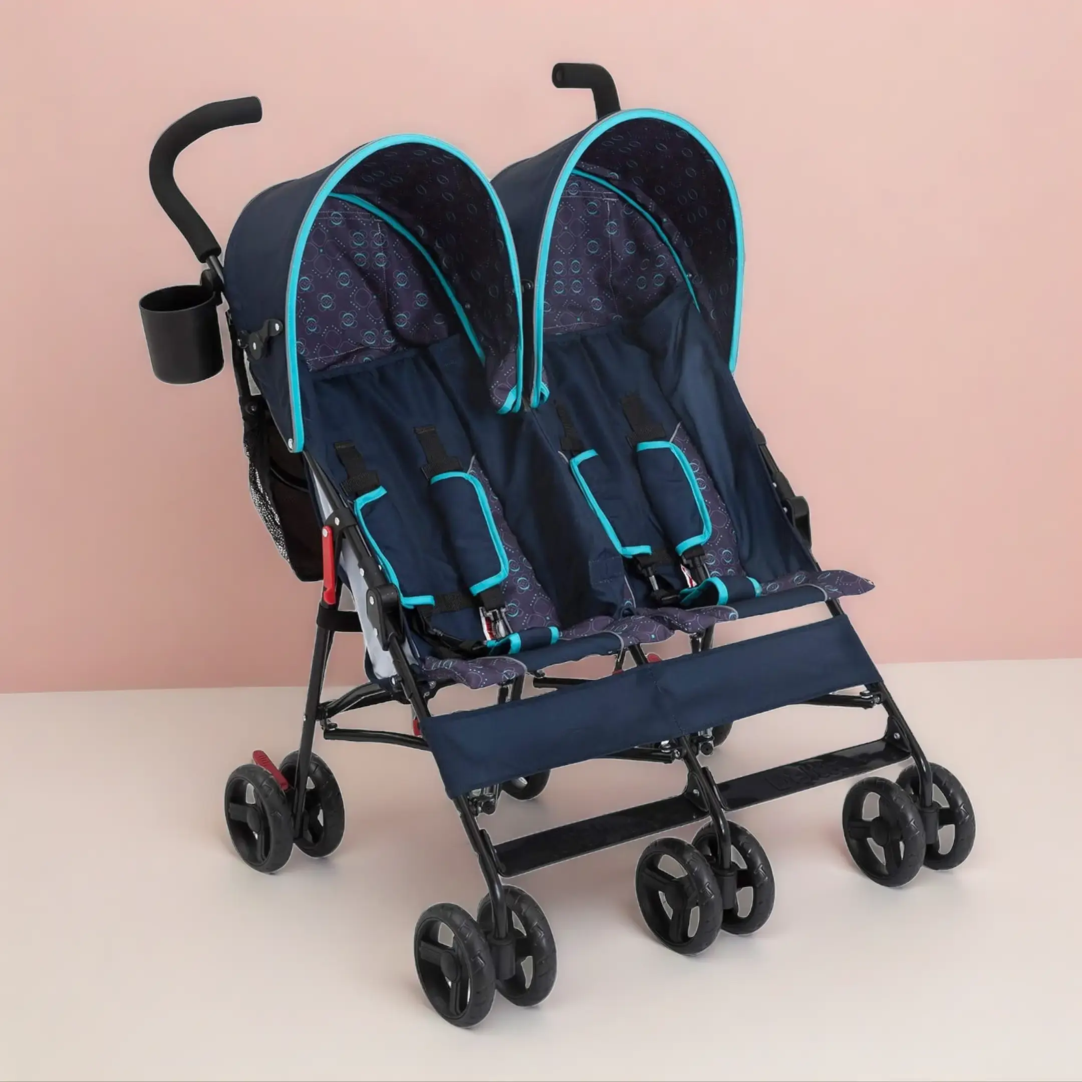 Unisex Side-by-Side Double Stroller for Twins, Compact Foldable Design with Independent Reclining Seats & Large Storage, Lightweight, 20 - 25 kg Capacity, Independent Recline Seats