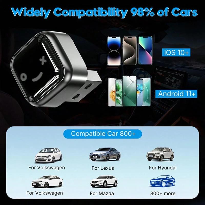 (2 In 1)Wireless CarPlay Adapter For Android 11+/Ios 10+ - 2025 Upgrade Wired CarPlay,Metal Body,Mini Size,Plug And Play,Perfect Compatible With Built-In Wired Apple CarPlay And Android Auto Cars (2 In 1)Wireless CarPlay Adapter For Android 11+/Ios 10+ - 2025 Upgrade Wired CarPlay,Metal Body,Mini Size,Plug And Play,Perfect Compatible With Built-In Wired Apple CarPlay And Android Auto Cars