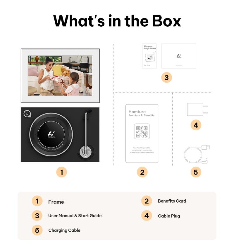 Homture Magic Frame, AI Photo Frame, Christmas Perfect Gift, World’s First Smart Photo Frame, AI Magic Frame for Old Photo Restoration, Cloud Storage & Instant Family Sharing