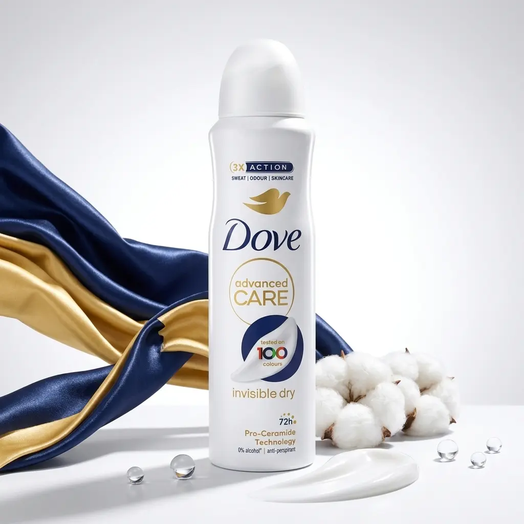 Dove Advanced Care Invisible Dry Women's Deodorant Spray (5oz/150ml) - 72HR Long-Lasting Protection, 1/4 Moisturizing Cream Antiperspirant with Pro-Ceramide, Sensitive Skin Body Care, Odor Defense & Freshness, Daily Underarm Use, Ceramides, Underarms