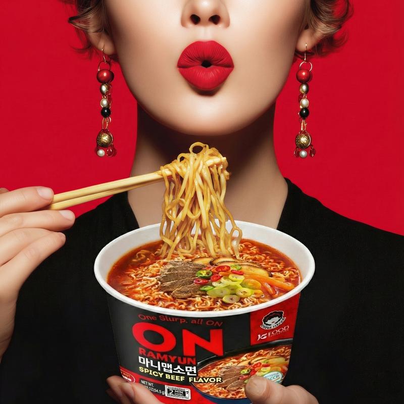 ON RAMYUN 6 PACK Korean Spicy Beef Cup Ramen (6 Cups) | Authentic Korean K-Ramyun Instant Noodles | Bold Spicy Beef Flavor Cup Noodle | Quick & Easy Instant Ramen, Pansit-Style Comfort Food Ready in Minutes Savory
