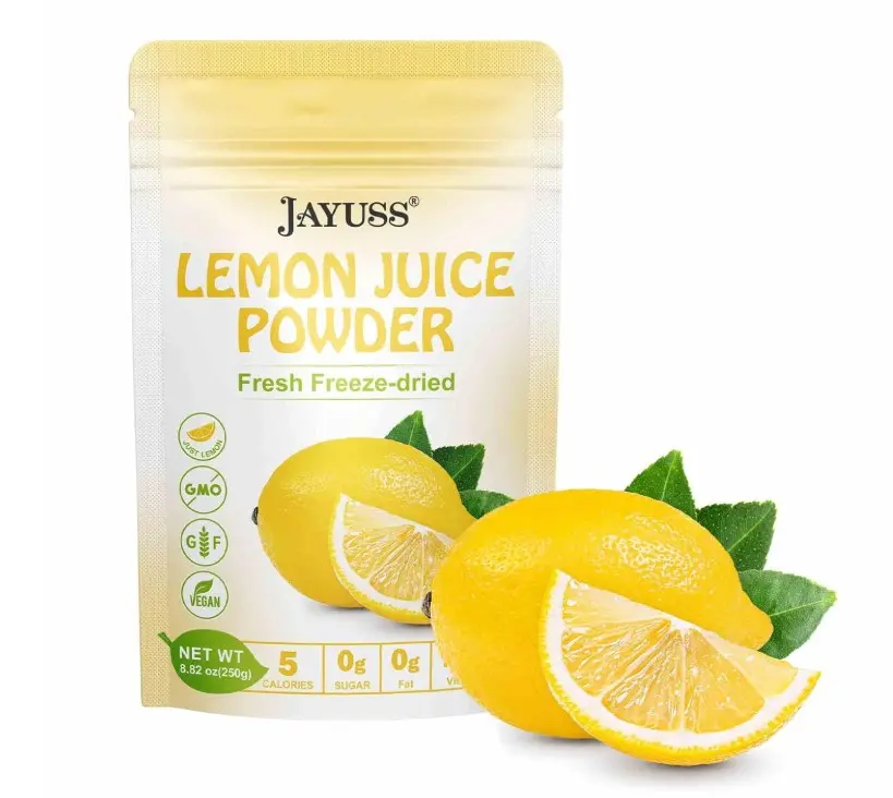 JAYUSS Lemon Juice Powder 8.82 Ounce, 100% Natural, Freeze Dried Lemon Juice, No Sugar or Additives, Great for Drinks, Smoothies, and Beverages 250g
