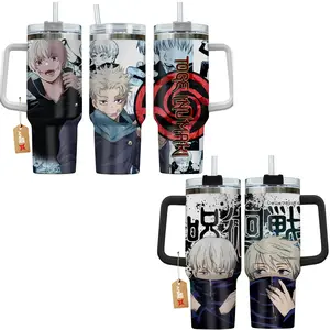 Toge Inumaki Jujutsu Kaisen JJK Anime Manga 40oz Tumbler Stainless Steel with Straw, Lid and Handle - Double Wall Insulated Flasks – Perfect Gift for Fans
