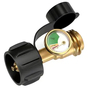 Propane Tank Gauge Level Indicator Leak Detector Gas Pressure Meter Universal for RV Camper, Cylinder, BBQ Gas Grill, Heater and More Appliances-Type 1 Connection