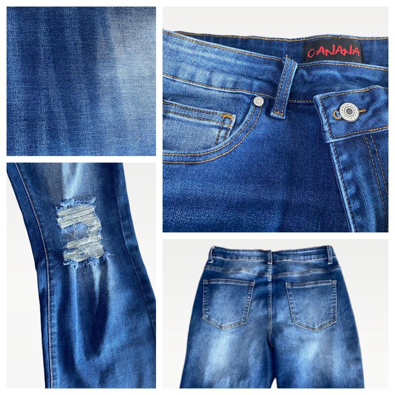 Valerie CANANA Super Stretchy High Rise Crossover Tapered Ripped Bootcut Jeans for Women SH25F15 Womenswear Comfortable Denim Bell Bottom Outfit Tummy Control Flare Leg Regular Size Plus Size