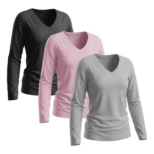 SHOWITTY Outlets Women’s 3-Pack Long Sleeve Shirts – Soft Casual Tops for Workout, Travel & Everyday Wear