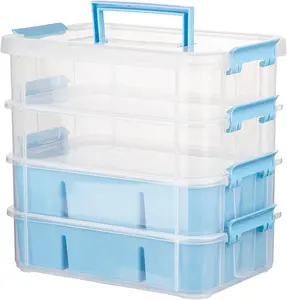 Art Supply Storage Organizer with 2 Removable Trays, 4-Layer 10QT Durable Craft Organizers and Storage for Sewing, Tool, Office Supplies, Art, Craft Supplies