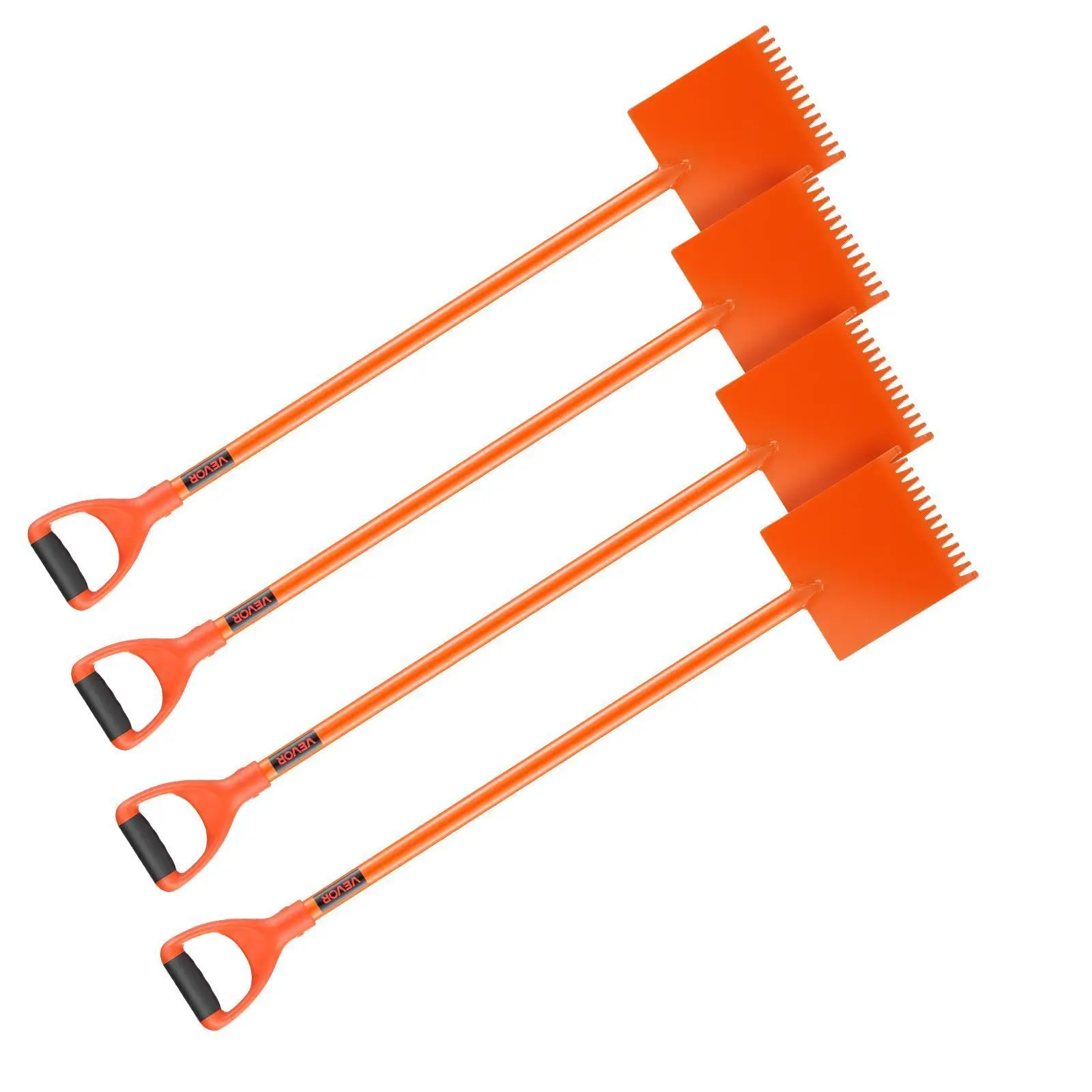 【SummerFinds】VEVOR 4-Pack Steel Blade Shingle Shovel with D-Grip Handle, Roof Ripper, 45# Steel 30.5in Shock-Absorbing Lever, PP Grip, 6.4lbs Ergonomic Effort-Saving Tool, Excellent Durability for Roof Demolition, Nails Removal (Home Users, Orange)