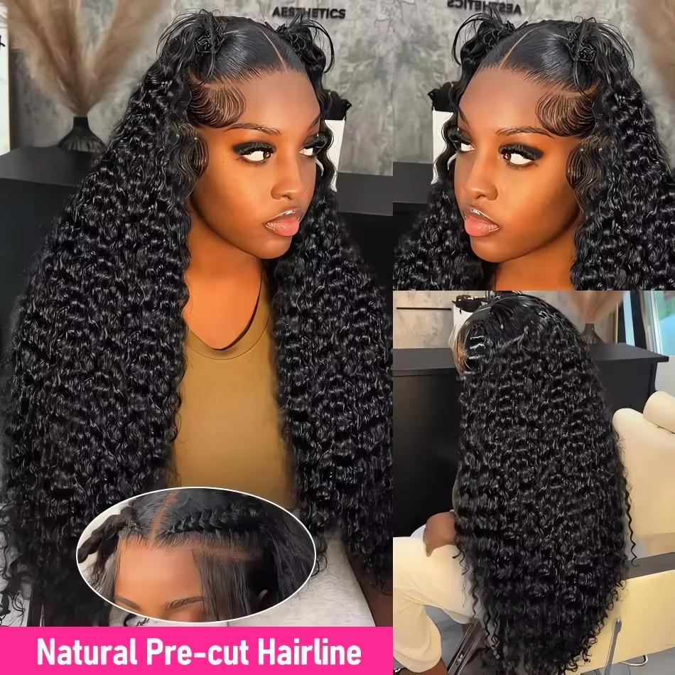 Bling Hair Glueless Wigs Human Hair Pre Plucked Pre Cut 13x4 13x6 Deep Wave Lace Front Drawstring Wigs Human Hair for Women 6x4 5x5 HD Lace Closure Wigs with Elastic Drawstring 180% Density Natural Color