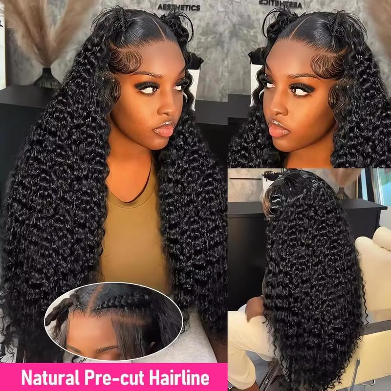 Bling Hair Glueless Wigs Human Hair Pre Plucked Pre Cut 13x4 13x6 Deep Wave Lace Front Drawstring Wigs Human Hair for Women 6x4 5x5 HD Lace Closure Wigs with Elastic Drawstring 180% Density Natural Color