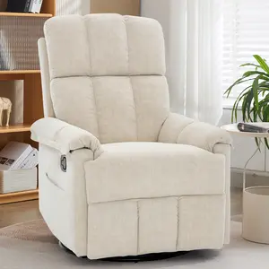 Korser 360°Swivel Recliner Chair for Adults with Side Pockets Small Rocking Recliner for Small Spaces in Living Room Cashmere Fabric