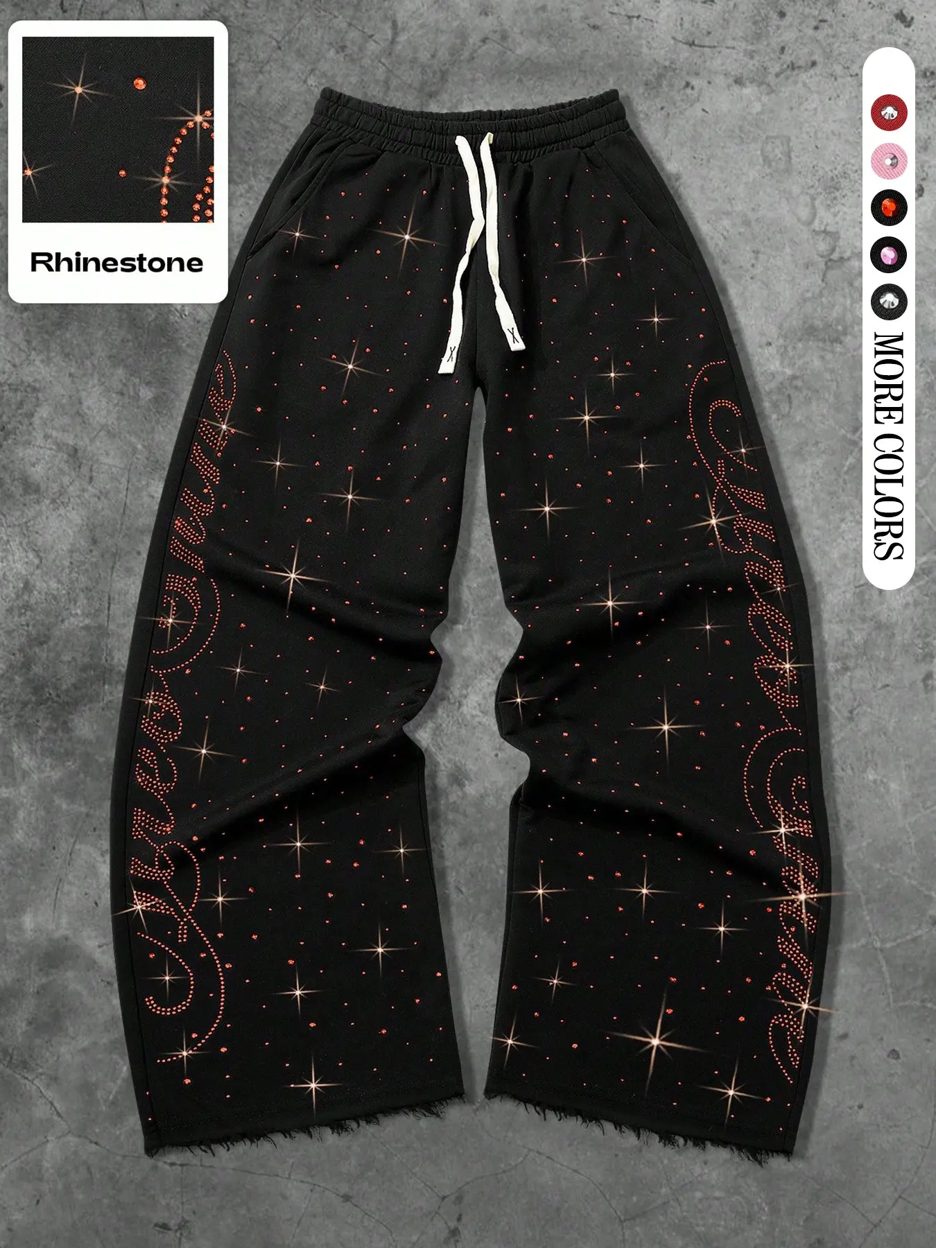 Men's Street Style Rhinestone Letter Straight Leg Sport Pants, Sports Casual Pants, Casual Versatile Fashion, Comfortable Trendy Brand Clothing, Casual Sport Trousers, Casual Sporty Trousers, Casual Sports Bottoms