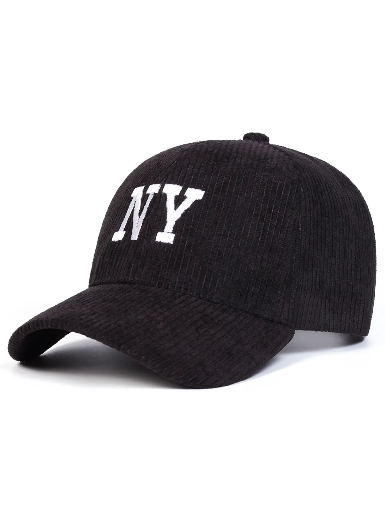 Unisex Corduroy Ny Baseball Cap, Adjustable Outdoor Sun Protection Hat, Casual Fitted Travel Beach Vacation Headwear for Men Women High Quality Hat Quality Caps