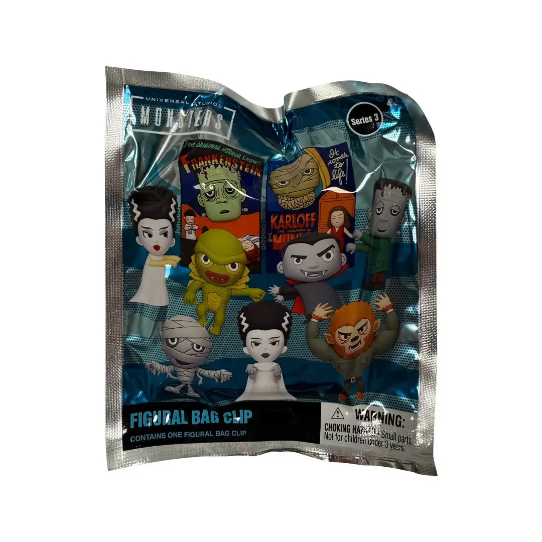 Universal Monsters 3D Foam Bag Clip Series 3 Collectibles Blind Bag, Mini Entertainment Accessory, Mini Blind Bag