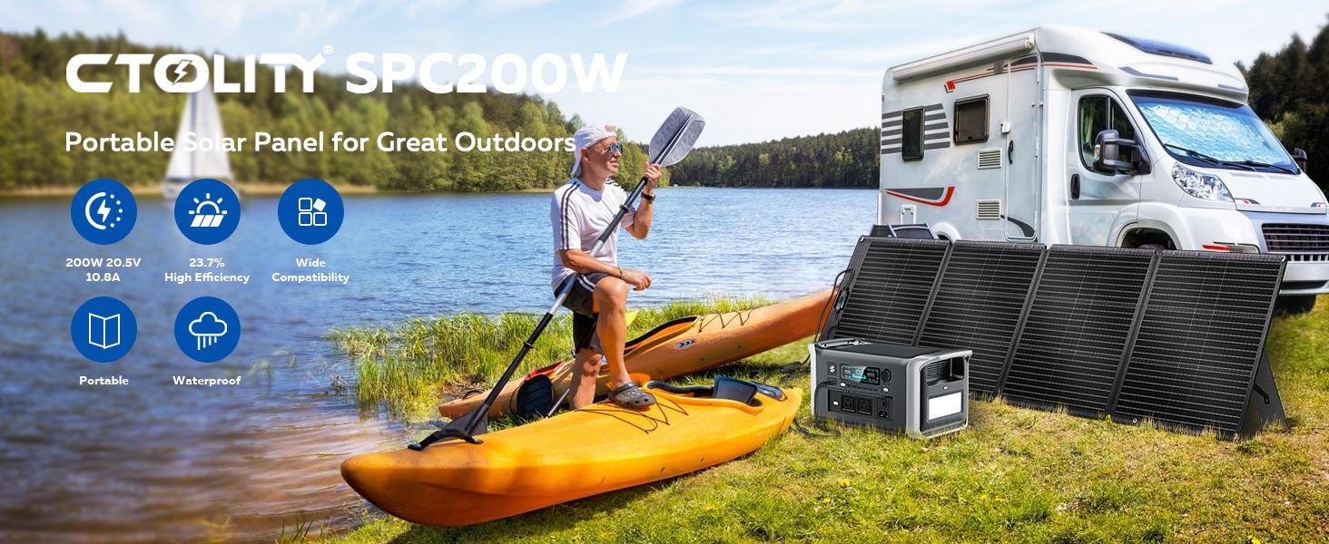 Black Friday Deal CTOLITY ETFE 200W Foldable Solar Panels SPC200 20.5V Portable Solar Charging Panel Complete Kit Outdoor Lifepo4 Power Station charger power bank