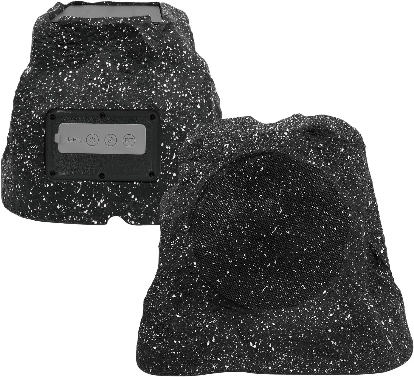 Herdio Multifunctional Wireless Rock Speaker - Outdoor Waterproof Solar Bluetooth Stereo, TWS Connectivity, Rechargeable, Surround Sound, Outdoor Speakers (Gray, 4/6.5/8 in, Pair/Single Pack), Multifunctional Wireless Speaker