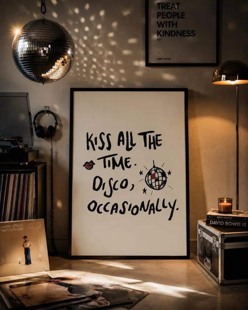 [Unframed Poster] Harry Styles Poster, Kiss All The Time Wall Art Print, Pop Star Music Poster, Concert Wall Decor, Album Room Decor