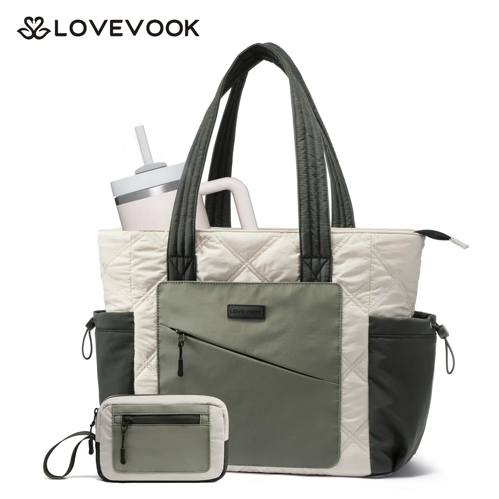 LOVEVOOK Tote Bag for Women, puffer tote bag for Work Travel Nurse, Lightweight quilted Bags with Compartments TikTokShopBackToSchool