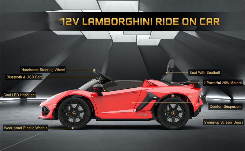 【Garvee】【GARVEE】Licensed 12V Lamborghini Kids Ride-On Car with Remote Control, LED Lights & Sound System, Electric Toy Car with Hydraulic Doors, 2.4G Bluetooth, MP3 Player, Gift for Boys Girls Ages 3-8 Fun 【Garvee】【GARVEE】Licensed 12V Lamborghini Kids Ride-On Car with Remote Control, LED Lights & Sound System, Electric Toy Car with Hydraulic Doors, 2.4G Bluetooth, MP3 Player, Gift for Boys Girls Ages 3-8 Fun