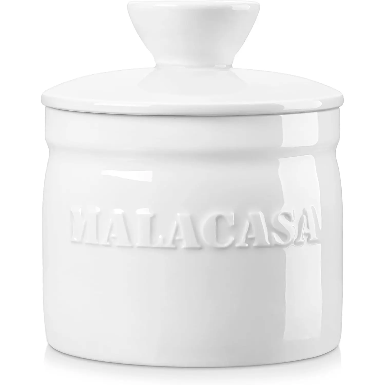 MALACASA REG Series,French Butter Dish with Lid,180 ml Porcelain Butter Dish for Fresh, Soft Butter