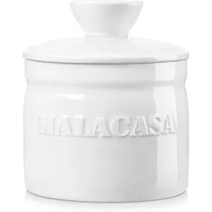 MALACASA REG Series,French Butter Dish with Lid,180 ml Porcelain Butter Dish for Fresh, Soft Butter