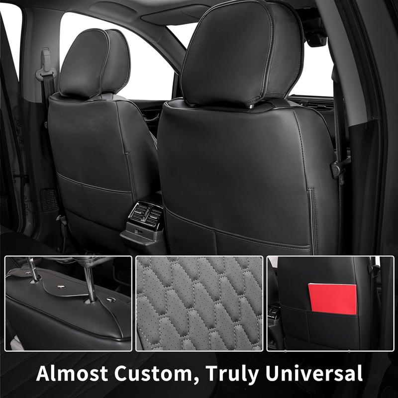 EKR Semi-Custom Pickup Truck Car Seat Covers Napa Leather Waterproof Stain-Resistant Fits 99% of Sedans Including Toyota Tacoma Tundra Ford F-Series F150 Chevrolet Ram GMC Multi-Color Interior Upgrade Easy Installation Scratch-Resistant
