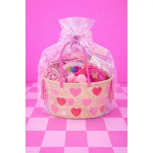Girls Valentines Day Pink Heart Basket
