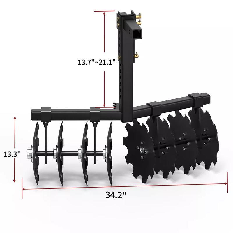 YITAMOTOR 32" Cut Width Disc Plow Harrow With 2" Receiver Hitch Mount for ATVs /UTVs Heavy