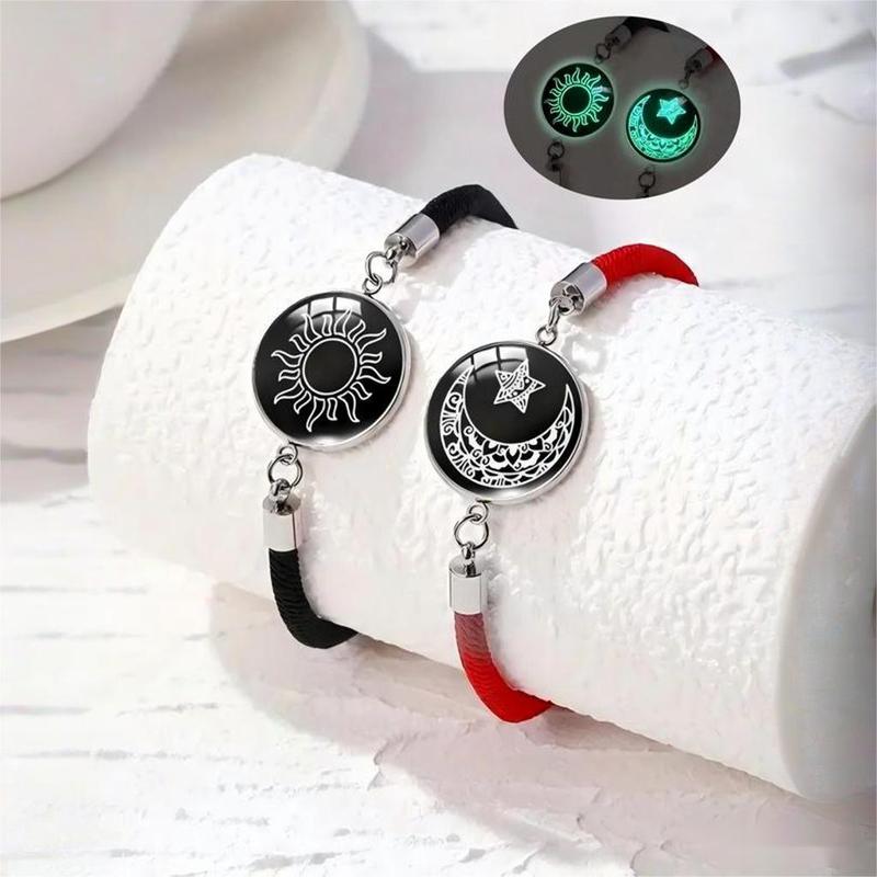 2-Pack Glow in Dark Couple Bracelets Set - Magnetic Sun Moon Star Matching Jewelry with Luminous Beads - Long Distance Gifts for Couples, Boyfriend Girlfriend - Valentine's Christmas Anniversary Date Night Gift Cool 2-Pack Glow in Dark Couple Bracelets Set - Magnetic Sun Moon Star Matching Jewelry with Luminous Beads - Long Distance Gifts for Couples, Boyfriend Girlfriend - Valentine's Christmas Anniversary Date Night Gift Cool