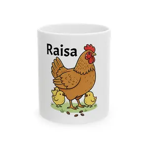 Hen and Chicks Mug (Personalized name) | Ceramic Coffee Cup