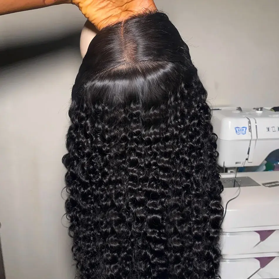 MYLOCKME Human Hair Lace Closure Wig for Females, 30-32 Inch Deep Wave, 6x4/5x5/7x5/9x6 HD Lace, Glueless, Pre-Plucked, Natural Black, Natural Hairline, Easy To Wear, Fast Shipping, Glueless Wig, Heat Resistant Wig