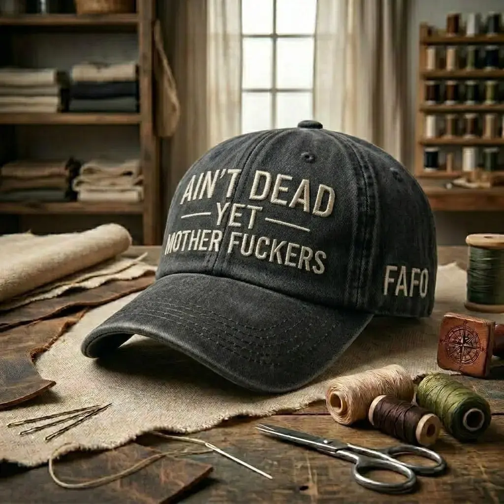 [Generation Studio] Gen X Embroidered Hat, Ain’t D*ad Mother fcker Yet Statement Embroidered Washed Hat, Vintage Attitude Dad Cap, Hat Perfect Gift For Dad, Low Profile Dad Hat, Pigment Dyed Casual Headwear