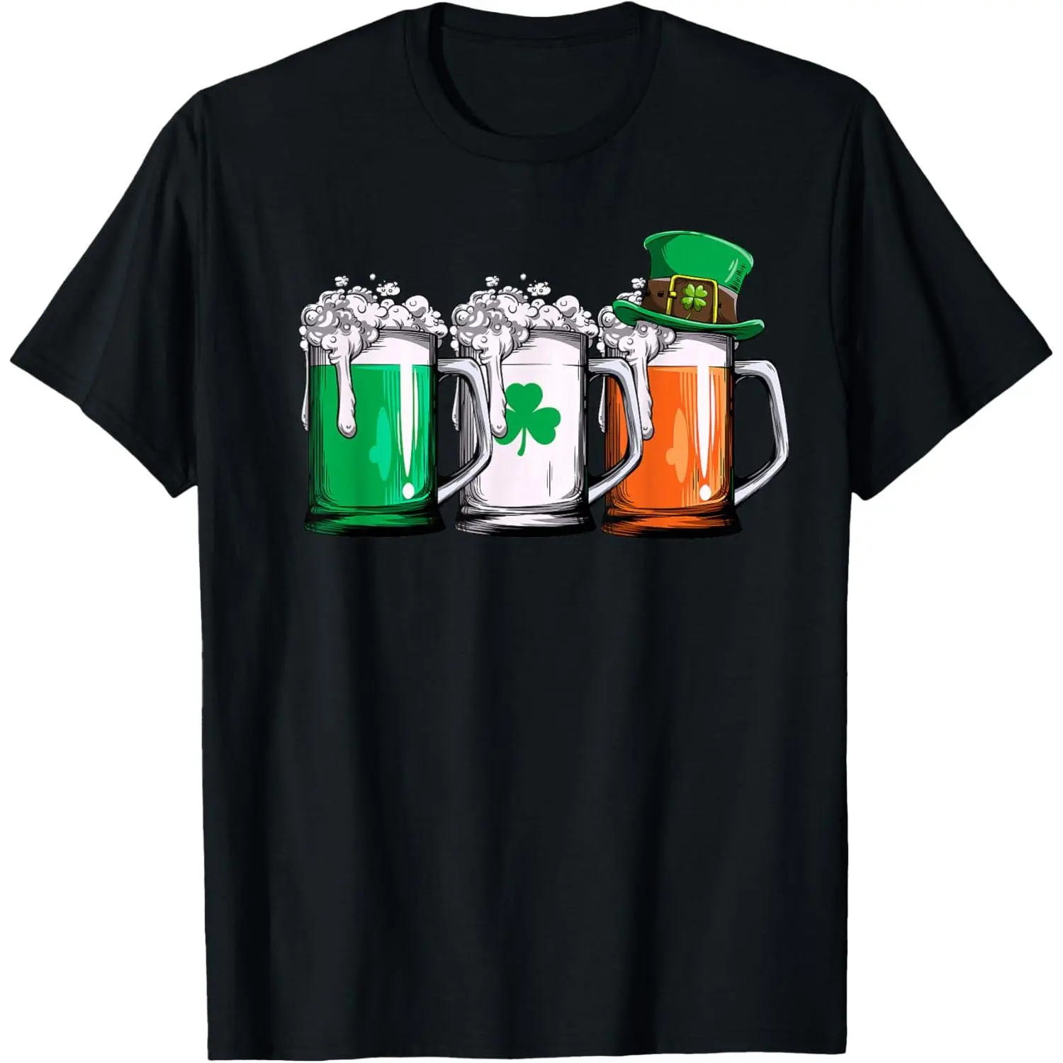 Men's Short-Sleeve Casual Streetwear T-Shirt - Original Irish Beer, Ireland Flag, St. Patrick's Day, Leprechaun Prints, Small (Also Fits Women)