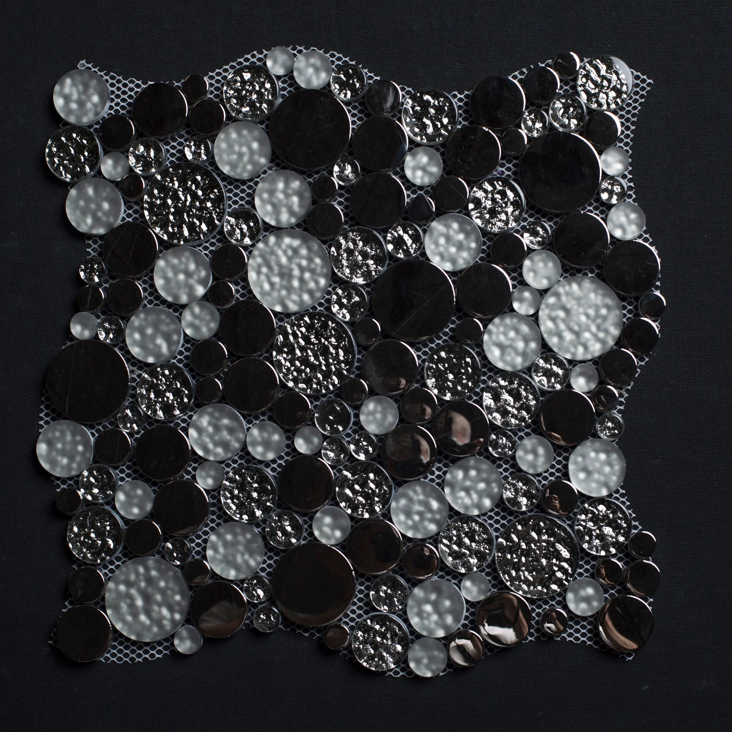 Decorative Light Contemporary Bubble Texture Glass Mosaic Tile - Frosted & Glossy Contrasting Finishes, Random Sizes, for Backsplash & Bathroom, Ideal for Discerning Homes, Boosts Visual Appeal & Depth