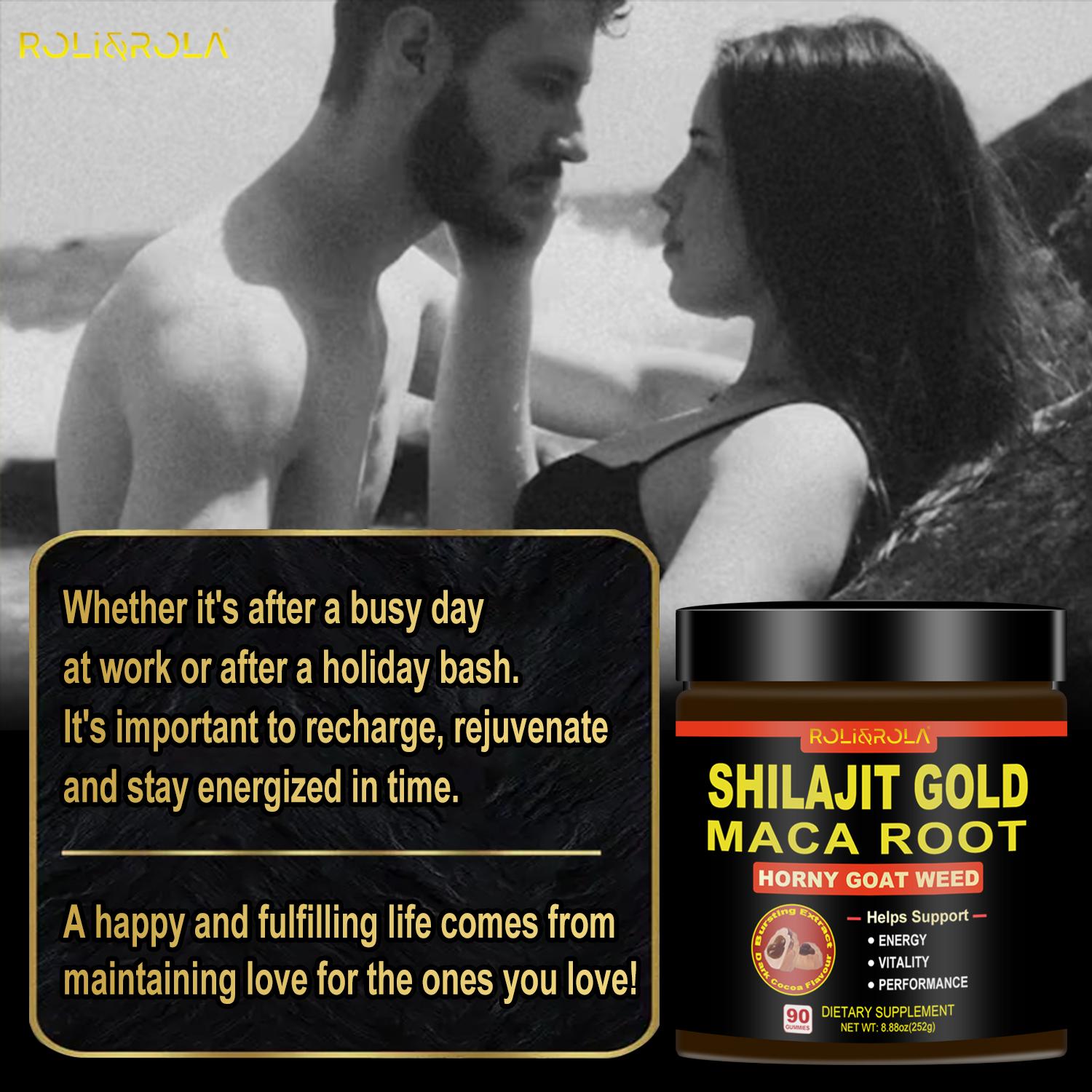 ROLI&ROLA Shilajit  Maca Horny Goat Weed Gummies - 90 Count for 1 Month Supply - Black Cocoa Flavor, Energy Vitality Performance Support, Dietary Supplement For man